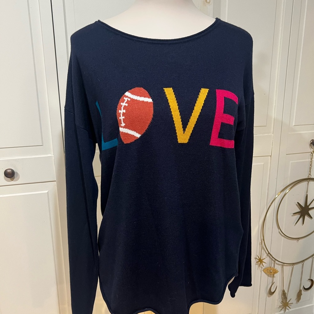 Rachel Zoe Navy Sweater with Colorful LOVE Design